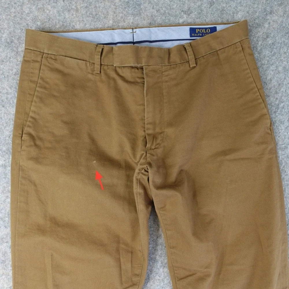 Polo Ralph Lauren Pants‎ Mens 32x27 Brown Stretch Slim Fit Chino Trousers Preppy